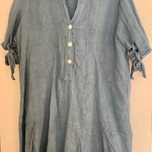 100% Linen Italian Made Bohemian Dress by Scandal